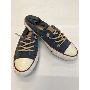 Converse Shoreline Navy Blue Slip On Sneakers w/ Elastic Back & Leather Laces 7